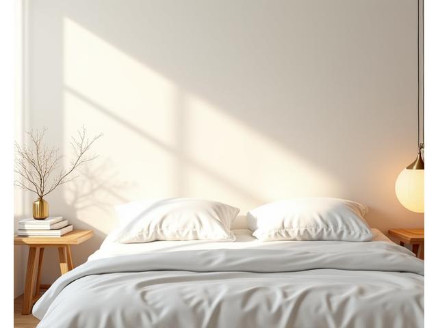 미니멀한 디자인의 침대와 침실 가구