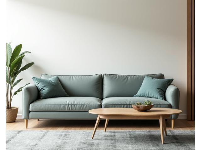 솔라스 위브의 현대적인 가죽 소파가 있는 거실